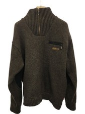 Härkila Wool Jumper with Zip Neck Elbow Patches Brown Size XL 48/50" Chest 