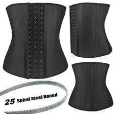 UK 100%Latex Slimming 25 Steel Boned Body Shaper Waist Trainer Cincher Corset S