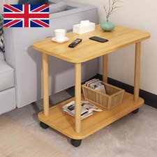 Sofa Side Table 2 Layers Coffee Snack Laptop End Tables with Wheels Home NEW