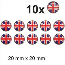 10x Small 20mm Diameter UNION JACK FLAG Stickers Decal Gloss Domed GEL Resin UK