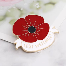 Red Poppie Flower Day Lapel Pin BADGE Veteran Lest We Never Forget UK GB