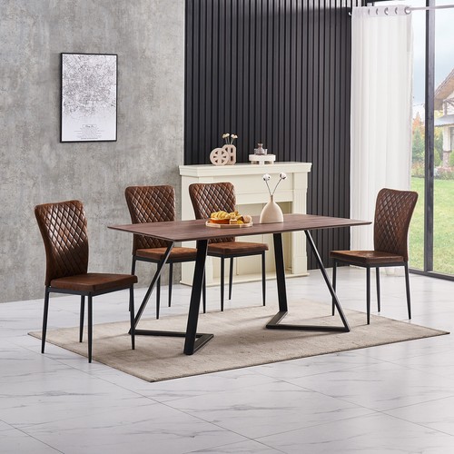 Oak effect dining table set - table,