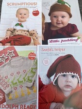 4 Knitting Patterns Baby & Toddler Christmas Jumpers & Hats Santa, Pudding, Deer