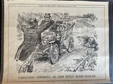 VINTAGE MR PUNCH  -1908 ‘Conflicting Interests; Or John Bulls Motor Problem’