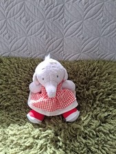 RETIRED VINTAGE BOOTS PLUSH  LOTTIE HUMPHREYS CORNER ELEPHANT GINGHAM DRESS 7" 