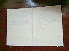  Vintage Linen Fabric Panel Printed to Embroider 2 Pair of Chair Backs 1950s