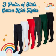 3 Pairs Solid Plain Girls