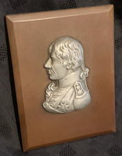 Antique Admiral Horatio Nelson Cast Metal Relief Profile Portrait Plaque