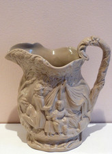 Relief Moulded Light Brown Stoneware Gypsey Encampment Jug Samuel Alcock 1842