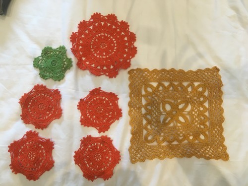 Job lot vintage orange doilies - job,