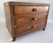 Antique Collector's Box. Victorian Miniature Apprentice Wooden Chest of Drawers.