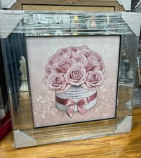 MIRRORED LIQUID ART WALL FRAME CHROME LOOK MILLION ROSES 55x55cm