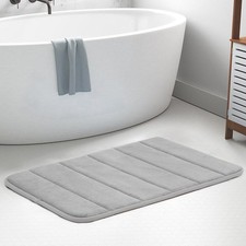 Memory Foam Floor Mat Grey Ultra Soft, Absorbent and Non Slip Quick Dry Bath Mat