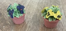 Dolls House Miniature 1:12 Pansies In A Pot X 2