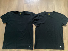 2  x POLO RALPH LAUREN Mens Black Classic T-Shirt’s Large short Sleeved Cotton