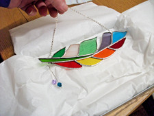 Stained Glass Multi coloured Angel feather sun-catcher's / window decoration's
