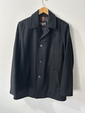 DOCKERS Weston Wool Blend Coat w/ Scarf Adult Medium Black Topcoat Peacoat