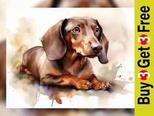 Charming Dachshund Watercolor Art Print,  Perfect for Dog Lovers 5 "x 7"