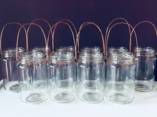 Hanging glass jar copper wire 1lb lantern candle holder wedding shabby chic 