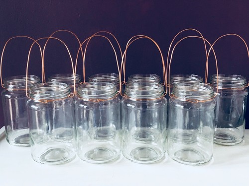Hanging glass jar copper - , wire