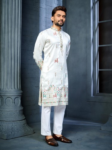 Men embroidered kurta - embroidered,