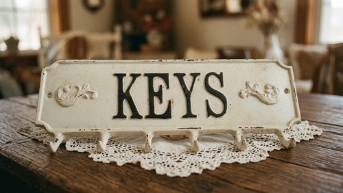 Vintage white cast - iron, "keys"