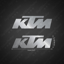 Kit 2  glossy SILVER 2.4" KTM stickers vintage moto tuning tank decals bike