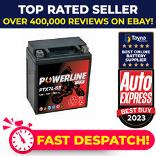 PTX7L-BS Powerline Bike Motorcycle Battery Replaces YTX7L-BS