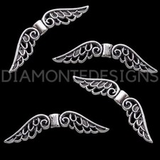 20 Pcs - 32mm Tibetan Silver Wing Spacer Charms Beads Jewellery Beading D229