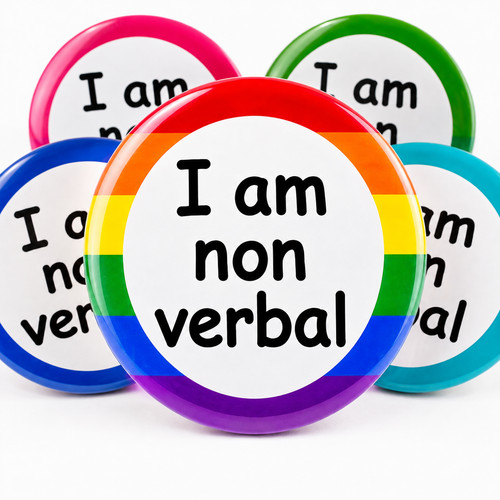Non verbal badge autism - non,
