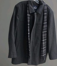 DOCKERS Weston Wool Blend Coat w/ Scarf Adult XLarge GRAY Topcoat Pea $180