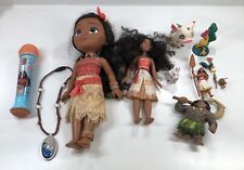 Disney  Figure Dolls Bundle - MOANA - Singing Microphone Maui Hei Pua Necklace
