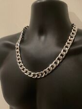 Men's Curb Chain Alloy Stainless Steel Silver 13 mm Cuban Necklace 18" to 30"