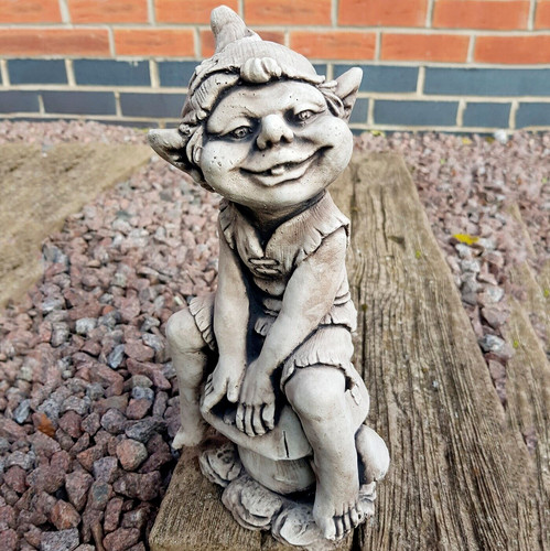 Small pixie mushroom statue - small,