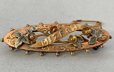 Antique Mizpah Pin Brooch – Tri-Colour 3 Tone Gold Front