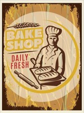 Bakery Fresh Bread Daily Metal Wall Plaque Art Vintage tin sign retro Food