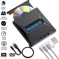 DVD CD RW 3.0USB External CD RW Disc Burner Drive Reader Windows 10 11 Laptop PC