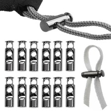 10x Double Hole Metal Cord Lock Apparel Clamp Barrel Toggle Spring Stopper