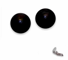 25mm Earrings Clip On - Large Round  Solid Black - Resin