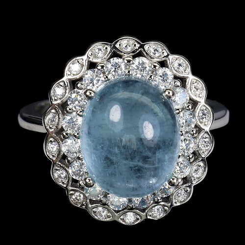 Silver ring aquamarine genuine - silver,