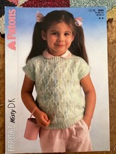Girls Knitting Patterns DK Slash Neck Jumper 20-26” Patons 3065