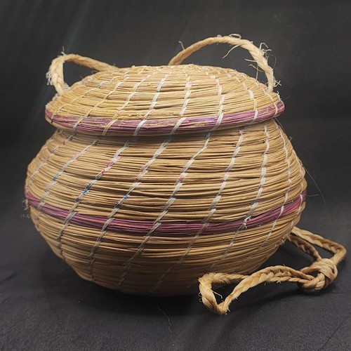 Woven pine needle lidded - needle,