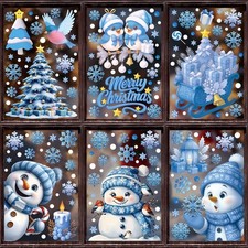 Blue Christmas Window Stickers