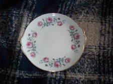Salisbury Vintage Bone China Cake Plate 22 cm across Pink roses pattern