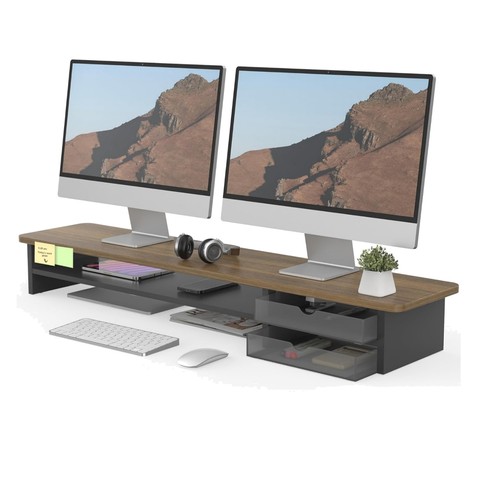 Dual monitor riser with - dual,
