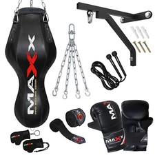 Maxx heavy filled Angle punch Bag, boxing uppercut bag 10pcs + FREE CHAIN BLK