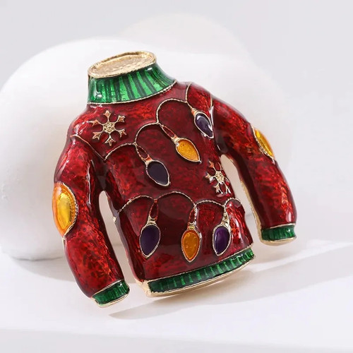 Christmas red sweater brooch - sweater,