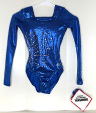 Alpha Factor AXS Gymnastics Competition Leotard Adult XS Long Sleeves Bling NWT