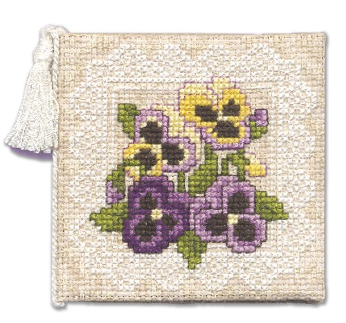 Victorian pansies needle case - pansies,