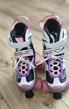 Girls Pink 4 Wheel Extendable Roller Skates Size 11-13(29-32)